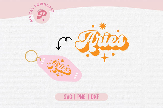 Aries Zodiac Motel Keychain SVG SVG Totally Posie 