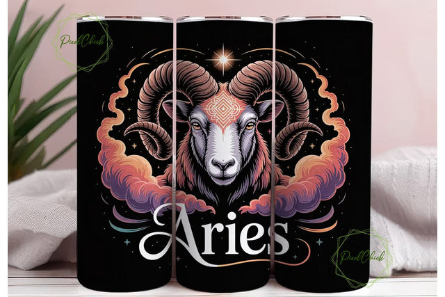 Aries Zodiac Sign 20oz Tumbler Wrap Sublimation PixelChick 