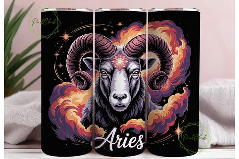 Aries Zodiac Sign 20oz Tumbler Wrap Sublimation PixelChick 