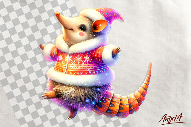 armadillo clipart, Christmas clipart, animal clipart, funny Sublimation Angelina Semenova 