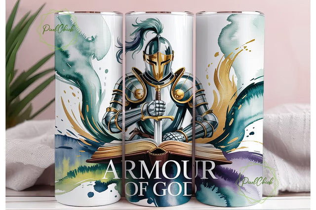 Armor of God 20oz Tumbler Wrap Sublimation PixelChick 