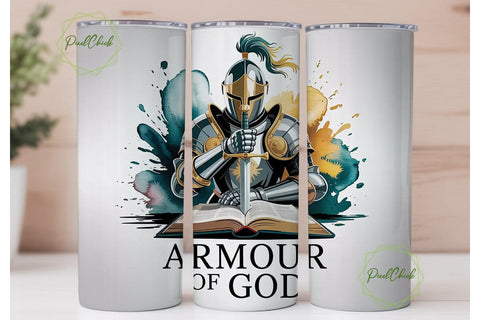 Armor of God 20oz Tumbler Wrap Sublimation PixelChick 