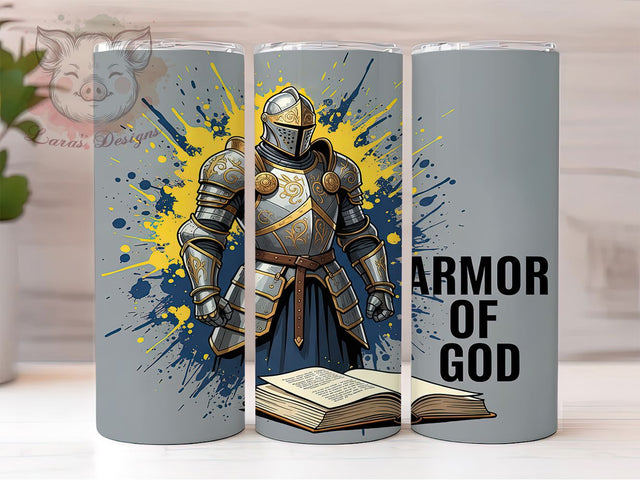 Armor of God Christian Faith Tumbler, Faith Inspired Sublimation Design, Christian Cup Art, 20oz Religious Tumbler, Whimsical Faith Mug, Stylish Scripture Cup, Spiritual Wrap Sublimation Lara' s Designs 