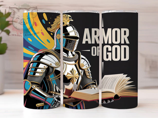 Armor of God Christian Faith Tumbler, Faith Inspired Sublimation Design, Christian Cup Art, 20oz Religious Tumbler, Whimsical Faith Mug, Stylish Scripture Cup, Spiritual Wrap Sublimation Lara' s Designs 