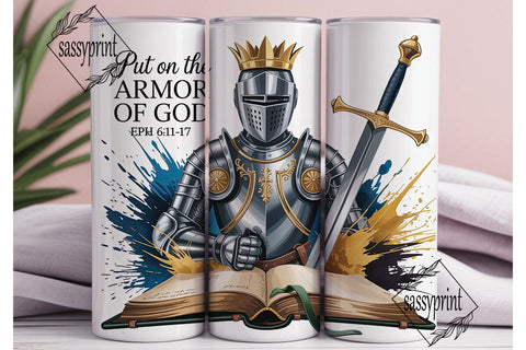 Armor of God Knight 20oz Tumbler Wrap Sublimation sassyprint 