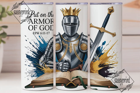 Armor of God Knight 20oz Tumbler Wrap Sublimation sassyprint 