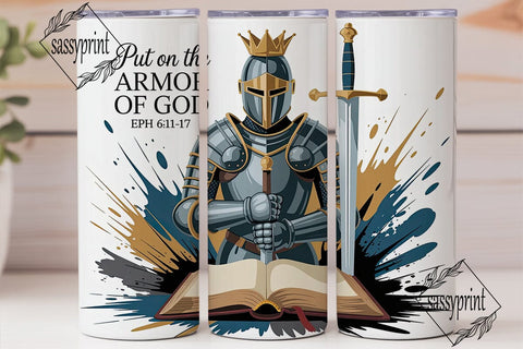 Armor of God Knight 20oz Tumbler Wrap Sublimation sassyprint 