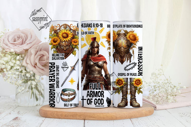 Armor of God Tumbler Wrap 20oz Skinny Sublimation Digital Download Prayer Warriors Design Ephesians 6 PNG Christian Tumbler Bible Verse Gift Sublimation sassyprint 