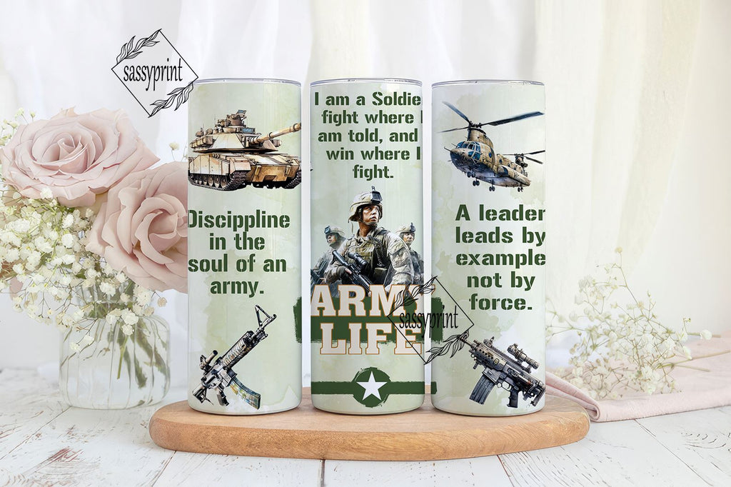 Army Life 20oz Skinny Tumbler Wrap Sublimation Designs, Veteran PNG ...