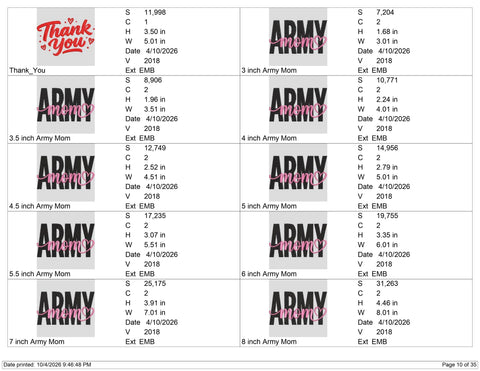 Army Mom Embroidery Design – Military Mom Pink Heart Script Machine Embroidery File Embroidery/Applique DESIGNS PatternFeed8 