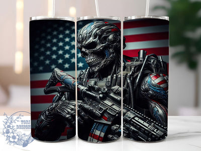 Army Skull Warrior 20oz Tumbler, Military Skull Design, Sublimation Gift, Patriotic Mug, 20oz Tumbler Design, Soldier Graphic, Tough Warrior Theme Sublimation ToriDesigns 