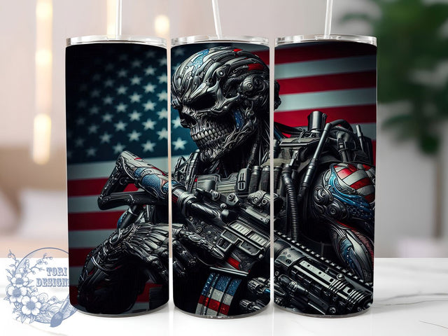 Army Skull Warrior 20oz Tumbler, Military Skull Design, Sublimation Gift, Patriotic Mug, 20oz Tumbler Design, Soldier Graphic, Tough Warrior Theme Sublimation ToriDesigns 