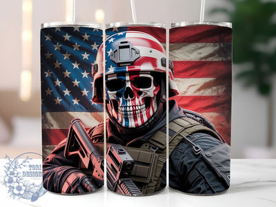 Army Skull Warrior 20oz Tumbler, Military Skull Design, Sublimation Gift, Patriotic Mug, 20oz Tumbler Design, Soldier Graphic, Tough Warrior Theme Sublimation ToriDesigns 