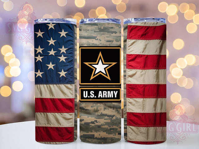 Army Veteran Camo Patriotic Tumbler, Army Veteran Design, Camo Pattern Art, Patriotic Army Wrap, Service Member Gift, Military Pride Design, Armed Forces Tumbler Sublimation SvggirlplusArt 