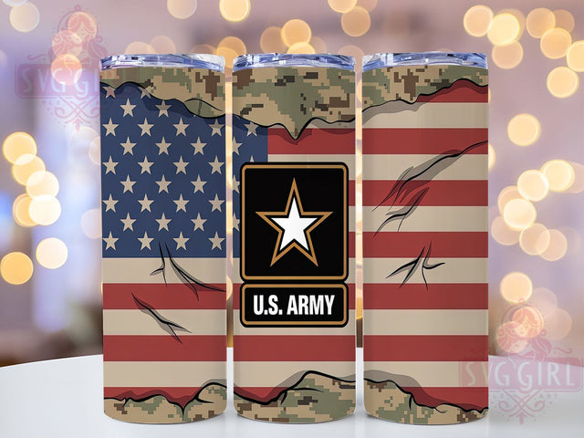Army Veteran Camo Patriotic Tumbler, Army Veteran Design, Camo Pattern Art, Patriotic Army Wrap, Service Member Gift, Military Pride Design, Armed Forces Tumbler Sublimation SvggirlplusArt 