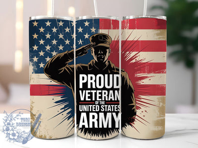 Army Veteran Proud 20oz Tumbler, USA Flag Wrap, Sublimation Gift, Patriotic Mug, 20oz Tumbler Design, Army Veteran Graphic, Proud Veteran Theme Sublimation ToriDesigns 