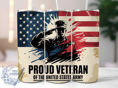 Army Veteran Proud 20oz Tumbler, USA Flag Wrap, Sublimation Gift, Patriotic Mug, 20oz Tumbler Design, Army Veteran Graphic, Proud Veteran Theme Sublimation ToriDesigns 