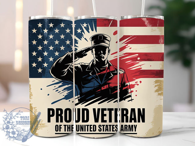 Army Veteran Proud 20oz Tumbler, USA Flag Wrap, Sublimation Gift, Patriotic Mug, 20oz Tumbler Design, Army Veteran Graphic, Proud Veteran Theme Sublimation ToriDesigns 