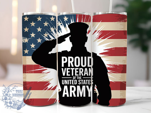 Army Veteran Proud 20oz Tumbler, USA Flag Wrap, Sublimation Gift, Patriotic Mug, 20oz Tumbler Design, Army Veteran Graphic, Proud Veteran Theme Sublimation ToriDesigns 