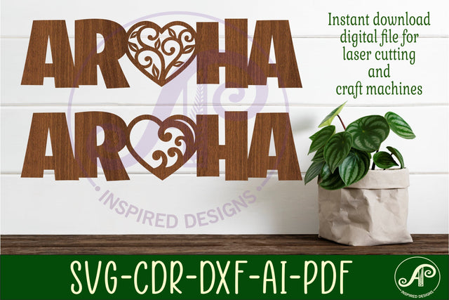Aroha word wall art signs, SVG file. vector love sign NZ SVG APInspireddesigns 