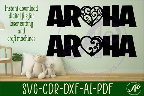 Aroha word wall art signs, SVG file. vector love sign NZ SVG APInspireddesigns 