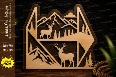 Arrow Deer Mountain Landscape Laser Cut SVG Design SVG Regulrcrative 
