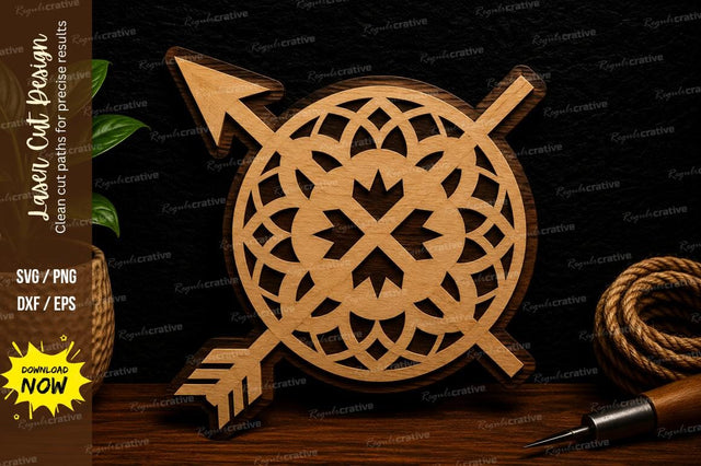 Arrow Mandala Compass Ornament Laser Cut SVG File SVG Regulrcrative 