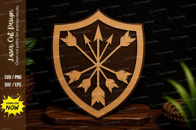 Arrow Shield Emblem Laser Cut SVG Design SVG Regulrcrative 