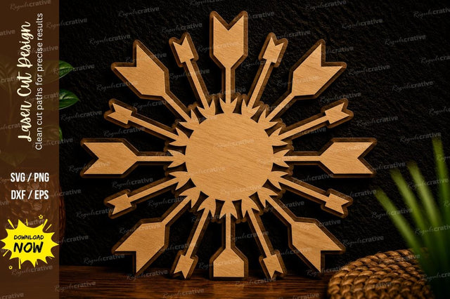 Arrow Sunburst Mandala Laser Cut Svg Design SVG Regulrcrative 