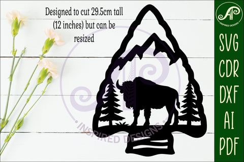 Arrowhead Bison animal wall sign SVG APInspireddesigns 