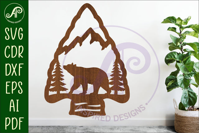 Arrowhead Black Bear animal wall sign SVG APInspireddesigns 