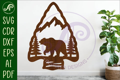 Arrowhead Grizzly Bear animal wall sign SVG APInspireddesigns 