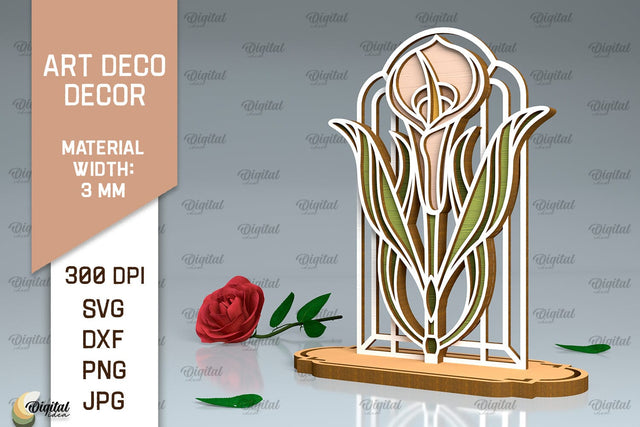 Art Deco Calla Lily Flower Laser Cut. Layered Flower Decor SVG Evgenyia Guschina 
