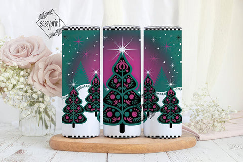 Art Deco Christmas Trees Tumbler Wrap Sublimation sassyprint 