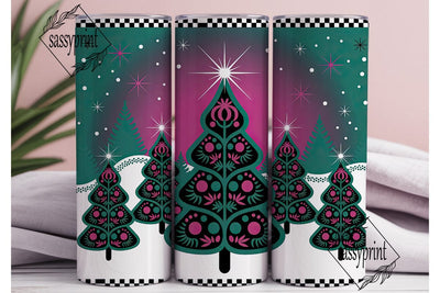 Art Deco Christmas Trees Tumbler Wrap Sublimation sassyprint 