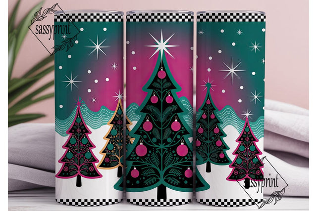 Art Deco Christmas Trees Tumbler Wrap Sublimation sassyprint 