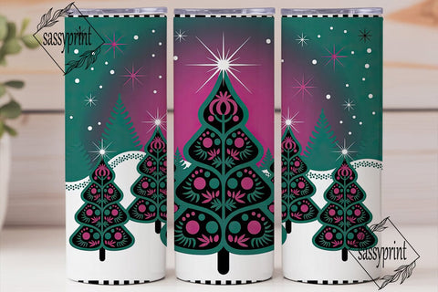 Art Deco Christmas Trees Tumbler Wrap Sublimation sassyprint 