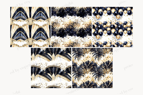 Art Deco Digital Paper | Black Gold Gatsby Seamless Pattern Digital Pattern GlamArtZhanna 