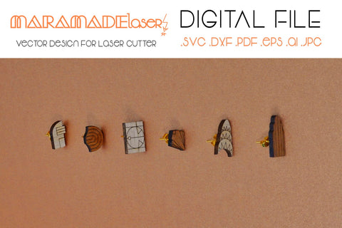 Art Deco Earrings Vector File for Laser Cutter - 6 variations. SVG MaramadeLaser 