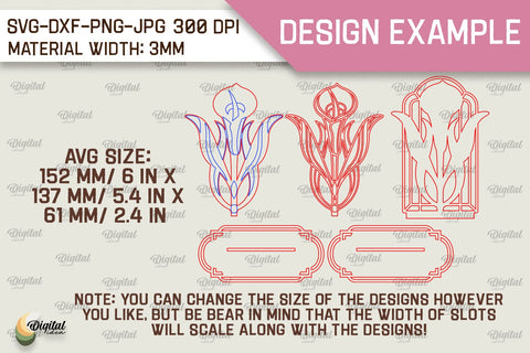 Art Deco Flowers Laser Cut Bundle. Layered Flowers Decor SVG SVG Evgenyia Guschina 