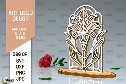 Art Deco Flowers Laser Cut Bundle. Layered Flowers Decor SVG SVG Evgenyia Guschina 