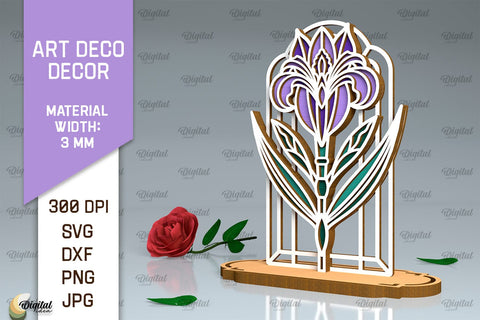 Art Deco Flowers Laser Cut Bundle. Layered Flowers Decor SVG SVG Evgenyia Guschina 