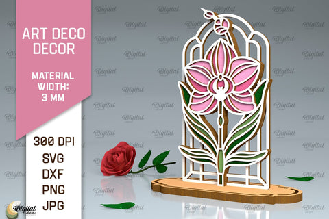 Art Deco Flowers Laser Cut Bundle. Layered Flowers Decor SVG SVG Evgenyia Guschina 