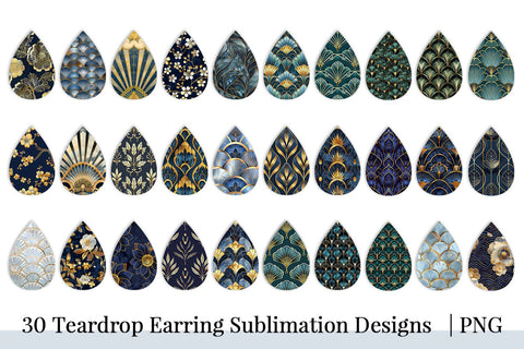 Art Deco Inspired Teardrop Earring Sublimation Bundle Sublimation BijouBay 