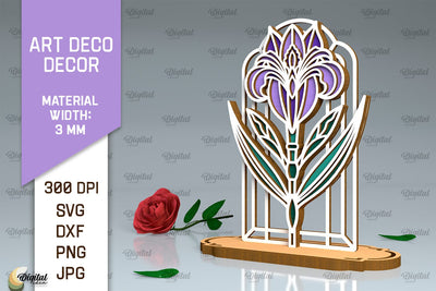 Art Deco Iris Flower Laser Cut. Layered Flower Decor SVG SVG Evgenyia Guschina 
