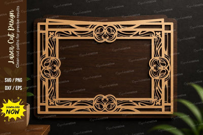 Art Deco Rectangle Frame Laser Cut SVG Design SVG Regulrcrative 