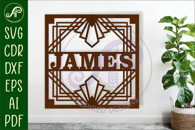 Art deco square named wall sign or card topper svg design 1 SVG APInspireddesigns 