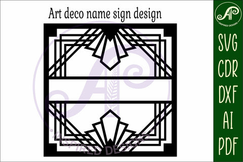 Art deco square named wall sign or card topper svg design 1 SVG APInspireddesigns 