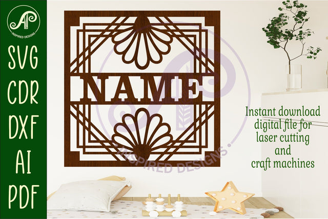 Art deco square named wall sign or card topper svg design 2 SVG APInspireddesigns 
