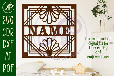 Art deco square named wall sign or card topper svg design 2 SVG APInspireddesigns 
